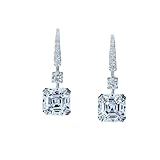 BFD Aretes colgantes de diamante de corte Asscher de 3,75 quilates D/VS con certificación IGI en oro blanco pesado de 18 k (750), Piedra, Diamante cultivado en laboratorio.