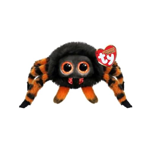 Ty Beanie Balls - Charlotte il Ragnetto con gli Occhioni Arancioni Glitter, Animaletti di Peluche Morbidi e Tondi da Collezionare - Speciale Halloween - 8 cm - T42560