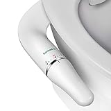 SAMODRA Ultra-Slim Bidet Attachment, Non-Electric Dual Nozzle (Frontal & Rear Wash) Adjustable Water Pressure Fresh Water Bidet Toilet Seat Attachment with Brass Inlet, Easy to Install (White-Silver)