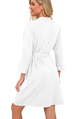 Image of PrinStory Womens Robe Lightweight Short Knit Bathrobe Soft Ladies Sleepwear with Pockets