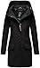 Produktbild MARIKOO Damen Softshell Jacke Winterjacke wasserabweisend Outdoor lang B856 [B856-Maylee-Schwarz-Gr.S]