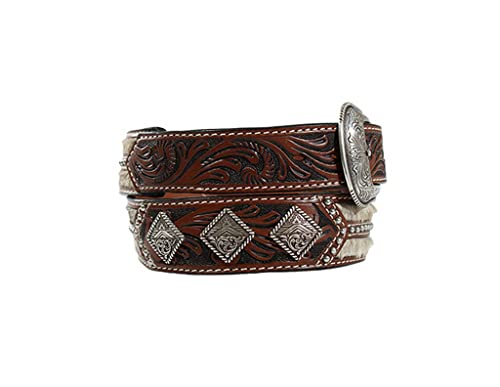 3D Men's Tooled Tab Calf Hair Belt2