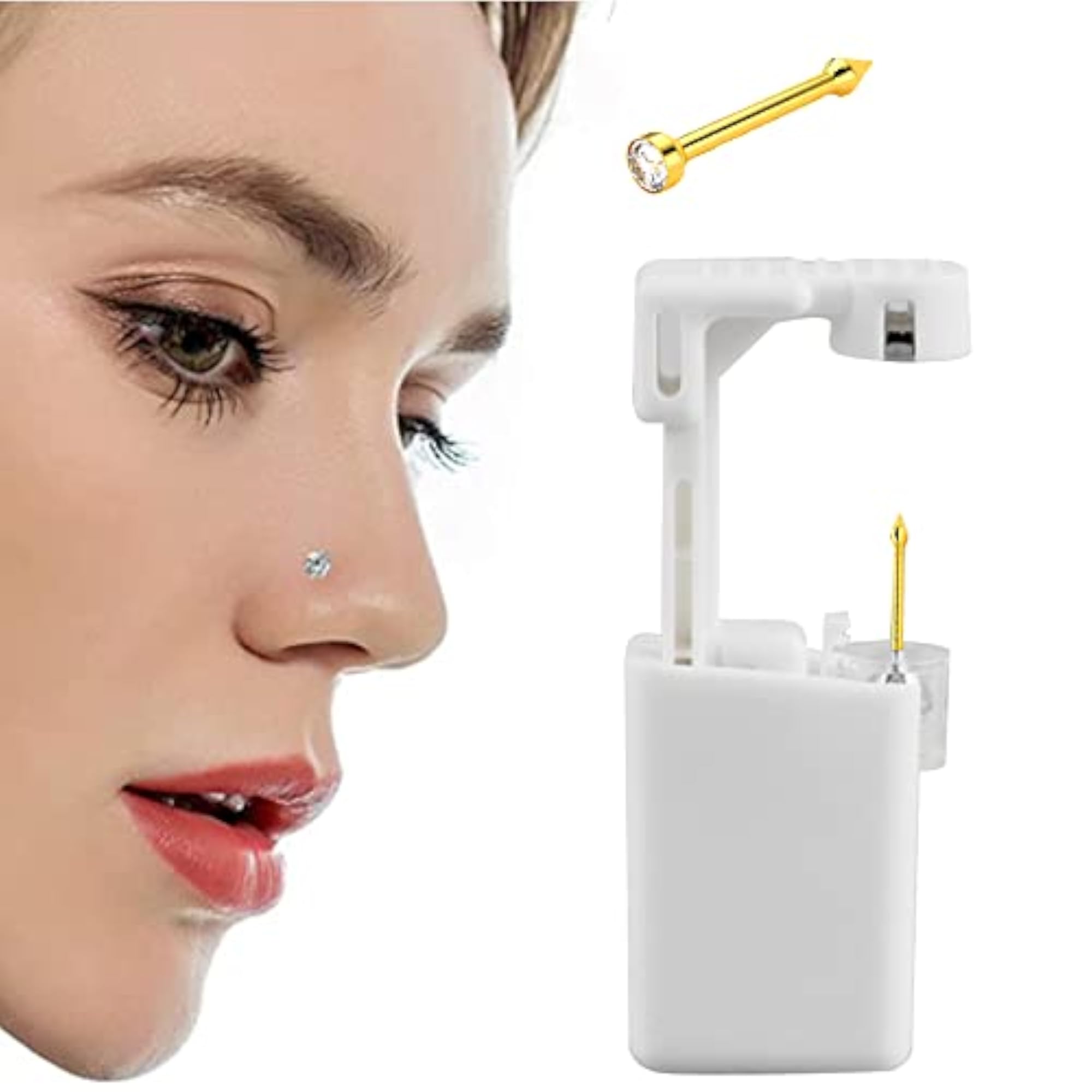 Self Nose Piercing Gun Kit with Gold Rings