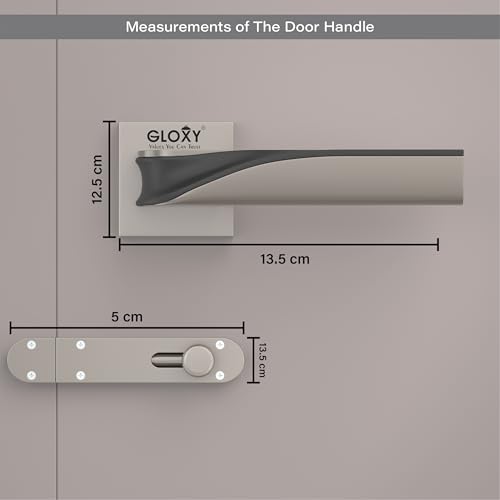 Image of GLOXY Door Lock Set for Bathroom, Mortise Door Lock Handle Set for Balcony, Keyless Lock Pull Handle Set for Storeroom |Satin & Black Finish (2 Years of Warranty, Pack of 1)