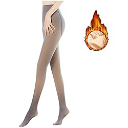 CheChury Medias Térmicas Transparentes para Mujer Lana Forro Interior Cálidas de Invierno Forradas de Vellón Calzoncillos Suaves y Cintura Alta Leggings Pantimedias Color Carne Interior de Forro Polar