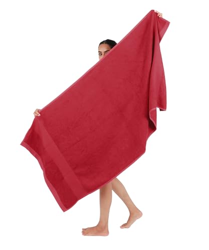 Image of Doctor Towels, World's First Banana Terry Bath Towel, 400 GSM | Dermatologist Tested for Sensitive Skin | 70 x 140 cm Towels for Bath Large Size | Clinically Tested to Help Reduce Acne - Red