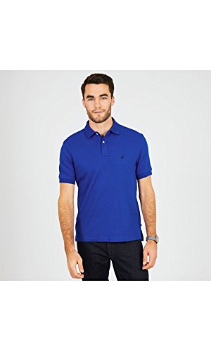 Nautica Men's Classic Fit Short Sleeve Solid Soft Cotton Polo Shirt, Bright Cobalt, Medium #TOP1