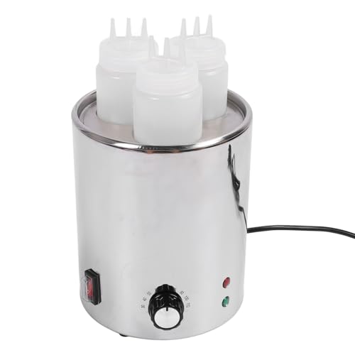 Electric Cheese Sauce Warmer, 30-100°C Adjustable Temperature Stainless Steel Bottle Warmer for Cheese Chocolate Hot Fudge Caramel, Nacho Cheese Dispenser Warmer (US Plug 110V)