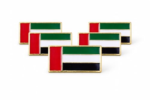 UAE Flag Enamel Lapel Pin Badge Metal Brooch Gold Finish United Arab Emirates Flag Design Pack of (5)