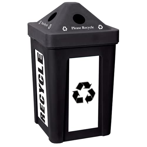 lowa Rotocast Plastics 3201079 Recycle Bin I with Pyramid Lid - Black