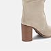 Juliet Holy Womens Knee High Boots Suede Chunky High Heel Slouch Square Toe Side Zipper Tall Boot Beige