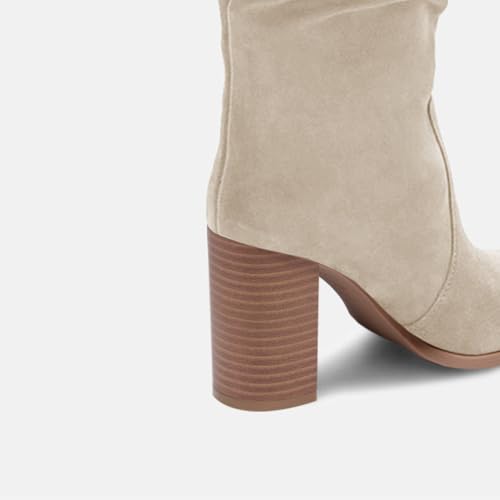 Juliet Holy Womens Knee High Boots Chunky High Heel Square Toe Side Zipper Wide Calf Boot 6