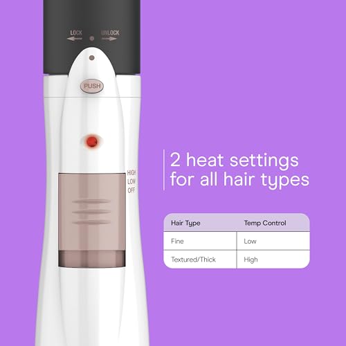 Conair Double Ceramic 3-in-1 Hot Air Brush, Interchangeable Attachments: 1¼-Inch Thermal Brush, ¾-Inch Boar and Nylon Bristle Brush, and Concentrator, Voluminous Curls & Straight Styles, White