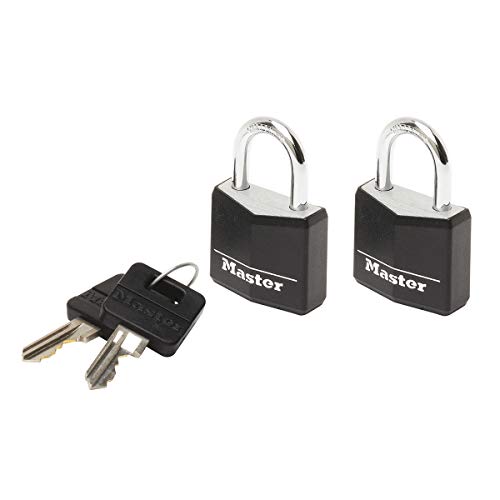 Master-Lock-9120EURTBLK-Pack-of-2-Key-Padlocks-in-Aluminium-with-Vinyl-Cover-Black-2-x-34-x-14-cm