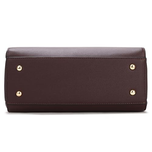 Image of HAWKWOOD Women's Premium PU Leather Structured Handheld Bag with Adjustable Shoulder Strap | Multi-Compartment Office & Casual Tote | Elegant Top Handle Purse for Daily Use