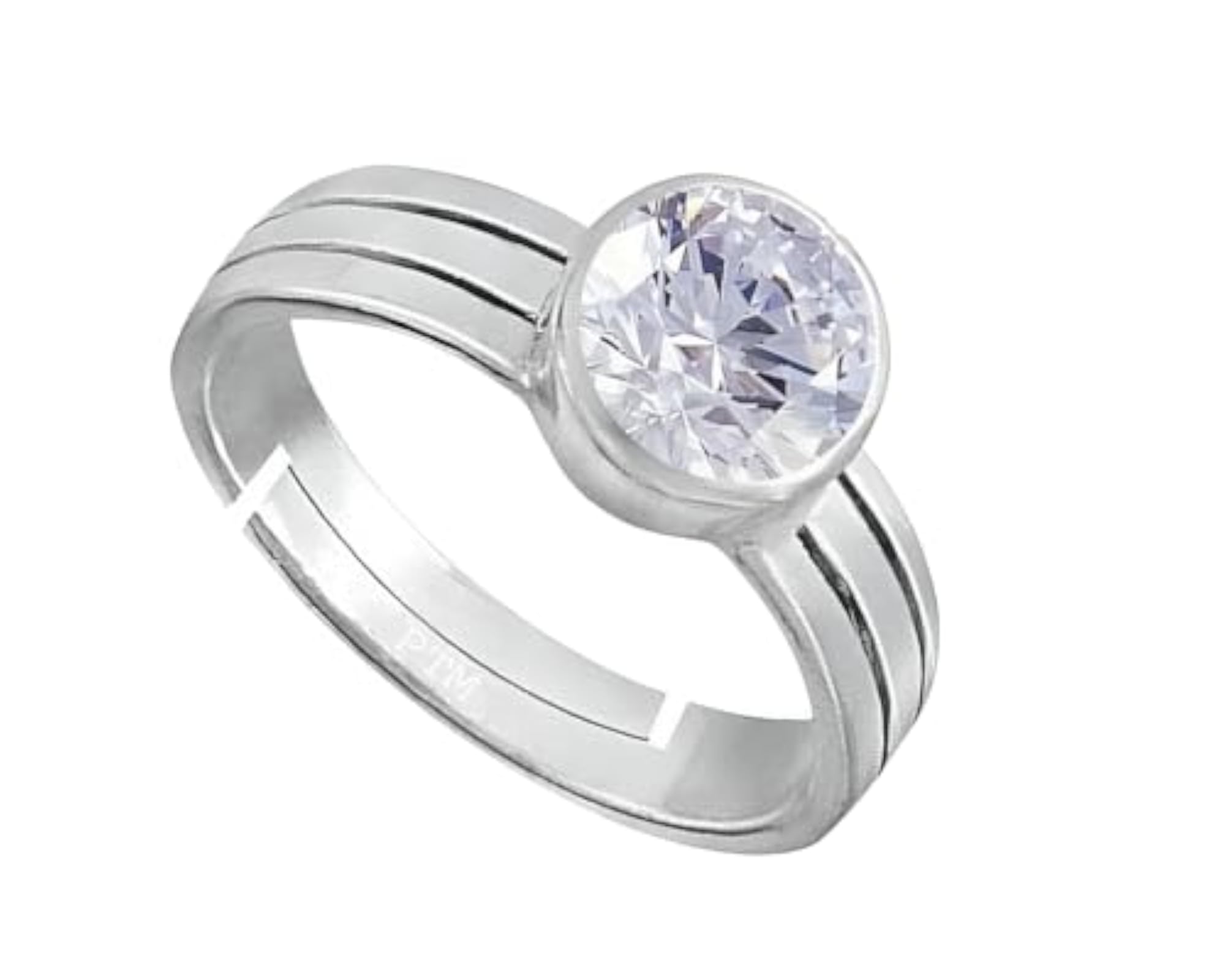 Women's American Diamond Silver Adjustable Ring, Astrological Gemstone