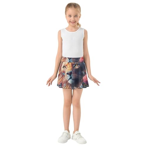 Joisal Tennis Skirts Toddler Lion Colorful Girls Skorts Athletic Shorts Children Little Girl 4t3