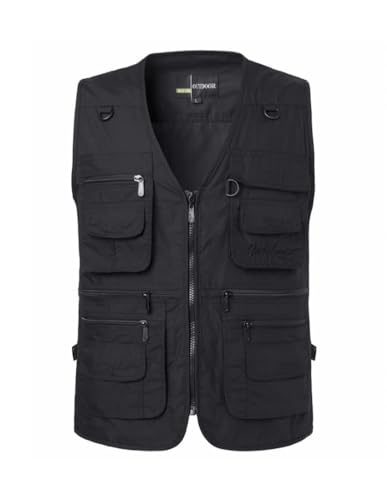 PASOK Men's Work Fishing Vests Lightweight Safari Travel Hunting Waistcoat With Multi-Pockets