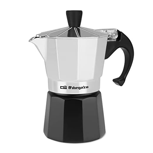 Orbegozo KFM 230 - Cafetera italiana de aluminio, 2 Tazas (100 ml), Color Plata, Aluminio, Negro