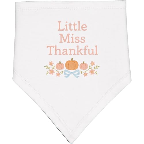 inktastic Little Miss Thankful Thanksgiving Pumpkin Floral Baby Bandana Bib