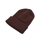Roadoor Beanie Skullies Cap für Männer und Frauen, Wollgarn, Thermostrick, Wollgarn, Manschettenmütze, Skimütze für den Außenbereich Kaffee