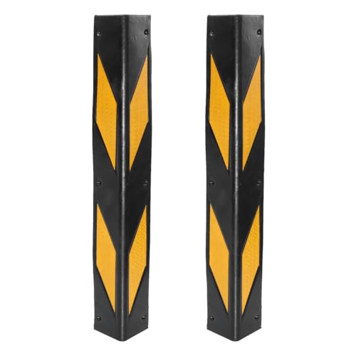 Warmhm 2pc Reflective Rubber Corner Guards for Garage Walls with Bright Warning Strips