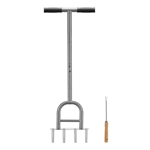 Wiltec Scarificateur de pelouse Manuel – 4 Pics en Acier INOX – Aéerateur de Gazon avec Repose Pied – Ameublir et scarificer Le Sol
