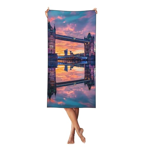 AYCZN Sunrise Bridge Beach Towel, London Quick Dry Pool
