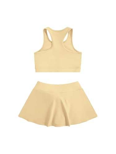 Image of SOLY HUX Toddler Girl's 2 Piece Workout Outfits Lightweight Crop Tank Tops and Skort Athletic Set