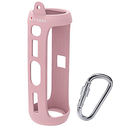 LTGEM Silicone Carrying Travel Case Compatible with JBL FLIP 5 Waterproof Portable Speaker with Extra Carabiner - Pink