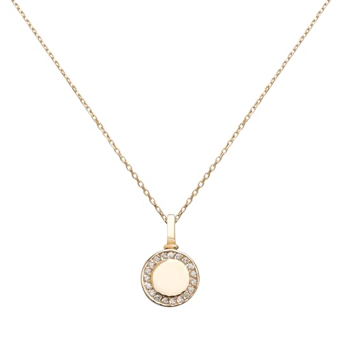 PURNEBU Urn Necklace for Ashes, Circle Pendant with CZ Stones – 14K Real Gold Necklace Cremation Jewelry – Handmade Memorial Necklace (14K Yellow Gold, Cubic Zirconia, 20.0, Inches, Type 2)