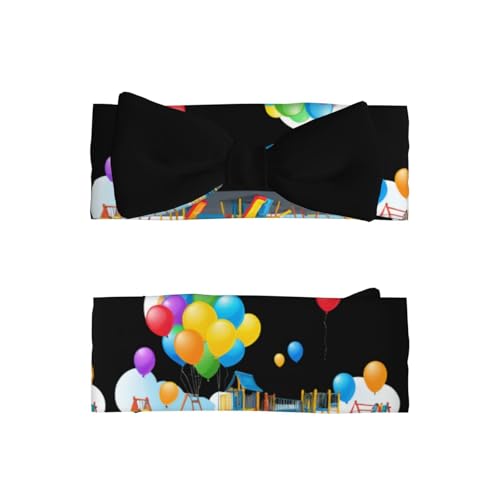 Baby Bow Headband Colorful Balloons In The Playground Printing Soft, Skin-Friendly For Newborns 0-6 Months, For Baby Girls2