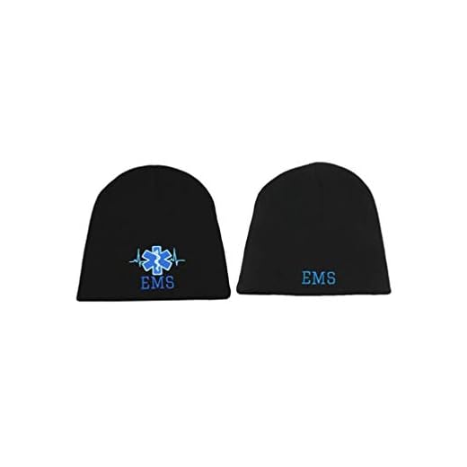 8" EMS Star of Life Embroidered Winter Beanie Skull Cap hat Paramedic (Black)