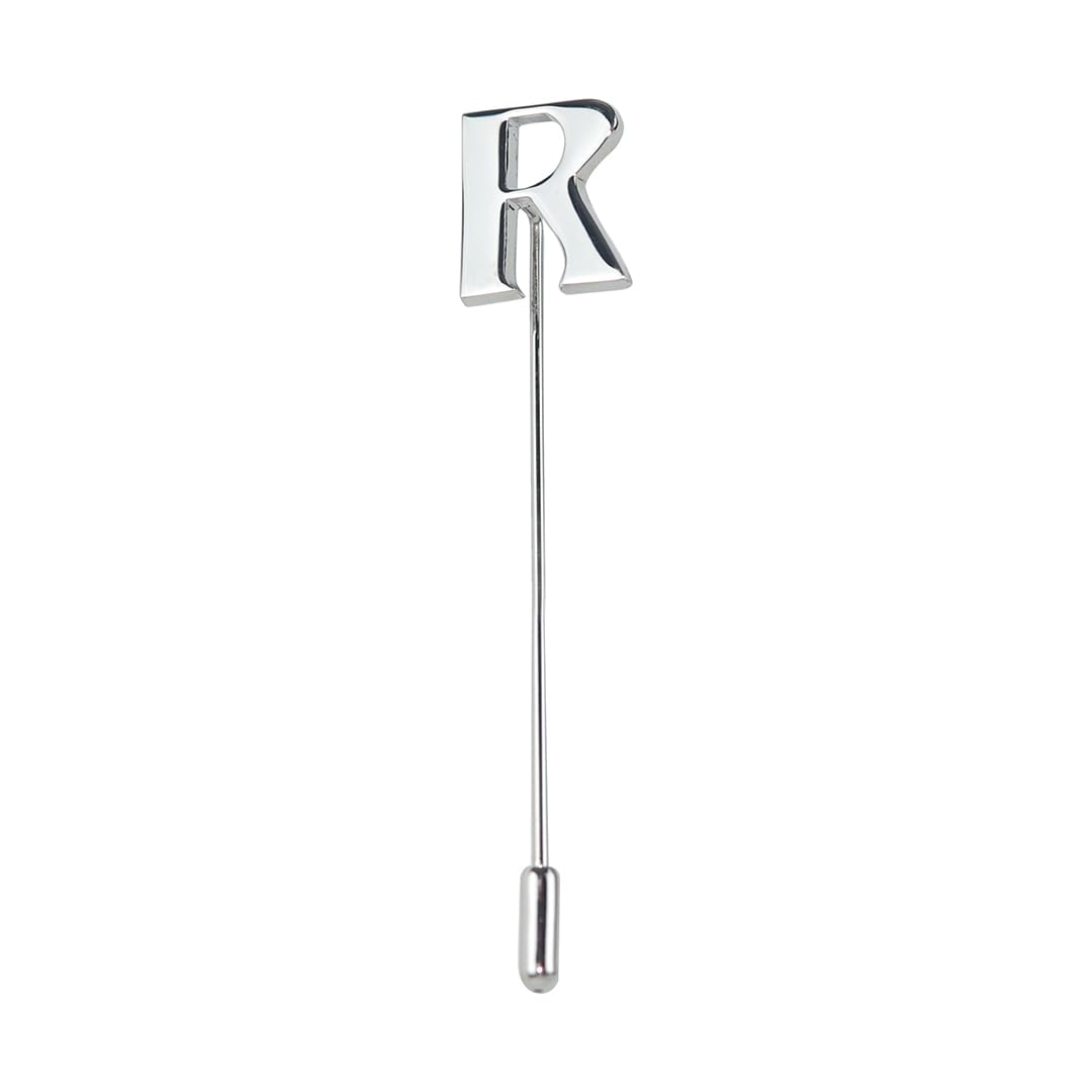 Alphabet 'R' Silver Lapel Pin for Men-image-31