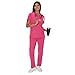 Hanes Women's Healthcare Top, Moisture-Wicking Stretch Scrub Shirts, Ribbed Back Panel, Fuchsia Pink, 2X Large