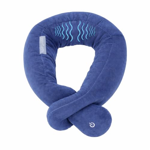 lomitech Neck Pillow,Wireless Travel Pillow for Airplanes,Neck Wrap Vibration Massaging Soft Touch Breathable Head Support for Office Sofa Air Plane(Blue)
