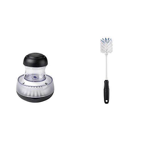 OXO Good Grips Palm Brush Storage Set,Black,1 EA & Good Grips Bottle Brush, 12