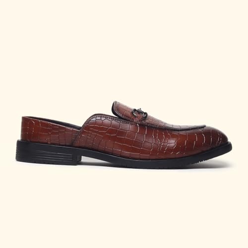 Image of YOHO Lofos Mules for Men | Open Back Cut Comfortable Loafers | Stylish, Flexible Slip-On Formal Shoes with Footpharma Footbed