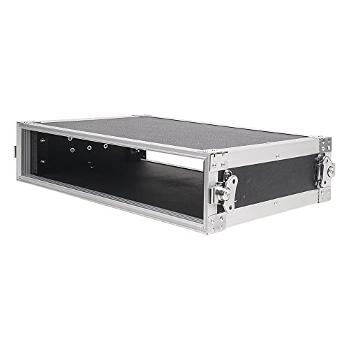 Image of Sound Town 2U PA /DJ Rack /Road Case, 2-Space, with 16 inch Rackable Depth, Plywood, Metal Ball Corners - Pro Tour Grade (STRC-2U)