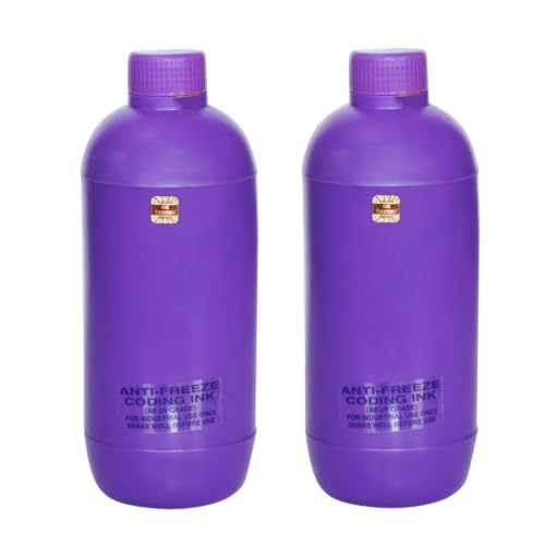 Image of SMART PACK Non-Porous Ink for Generic Name of Coding Machine Material | Fast-Drying, Permanent, Solvent-Based, Waterproof, High-Adhesion Ink | Pack of 2 Voilet Color 2 Liter