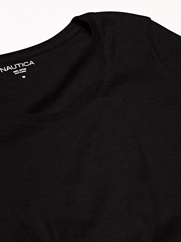 Nautica Women's Easy Comfort Scoop Neck Supersoft 100% Cotton Solid T-Shirt, True Black, X-Large #TOP7
