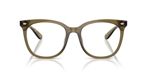 Ray-Ban Men's RX4379VD Square Prescription Eyewear Frames, Transparent Dark Green/Demo Lens, 53 mm