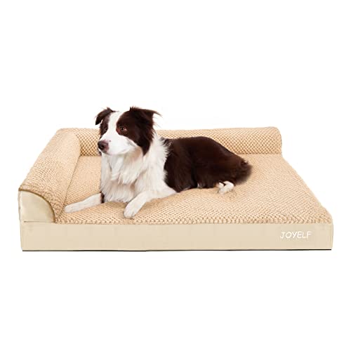 Joyelf Orthopedic Dog Bed For Large Dogs, L-Shaped Foam Sofa Bed, Bolster Waterproof Pet Bed With Removable Washable Cover And Nonskid Bottom, Durable Dog Bed Couch For Dogs - Khaki #TOP8