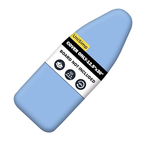 Image of Small Ironing Board Cover and Pad 12.5 inchx30 inch Small Iron Board Cover with Padding, Tabletop Mini Ironing Board Cover and Pad Small Size, Cotton Canvas, Heat Resistant, Drawstring Closure Blue