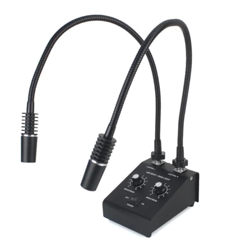 Lab Microscope Accessories 3 in 1 6W 6500K Industry Microscope LED Gooseneck Light Spot Light Lamp with 60 LED Ring Light(2 in 1 B)