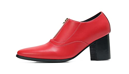 Santimon Men's Pump Slip On Loafers Party Dress Casual Leather Shoes Fashion Western Prom Wedding Disco Zipper Heels Shoes for Men Boys2