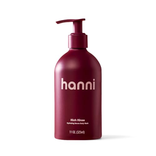 HANNI Rich Rinse Hydrating Serum Body Wash | Skin-Softening Shower Gel with 50% Less Water | with Glycerin and Aloe Leaf Juice Notes of Rose & Jasmine 325 ml / 11 oz.