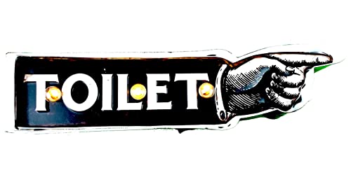 DiiliHiiri Cartel Señal Baño Retro - Letrero Vintage Servicios Decoración de Hogar LED Retro | 31x8x5 cm (9100) Cover