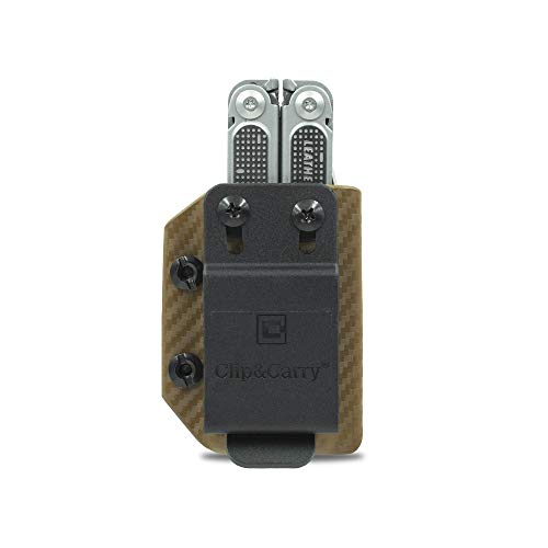 Clip & Carry Kydex Multitool Sheath For Leatherman Free P2 - Made In Usa (Multi-Tool Not Included) Edc Multi Tool Holder Holster Cover (Carbon Fiber Brown) #TOP6