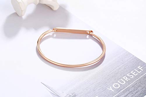 Women's Stainless Steel Rose Plated Bangle Style Kada Bracelet